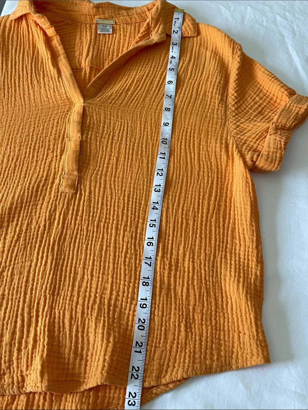Magaschoni Short Sleeve Top 100% Organic Cotton Gauze Apricot Size S Resortwear - Picture 6 of 8